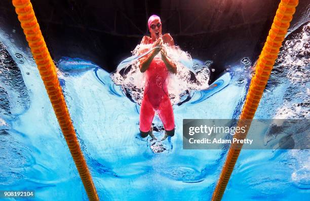 Yuliya Efimova of Russia competes during the Women's 100m Breaststroke final on day twelve of the Budapest 2017 FINA World Championships on July 25,...
