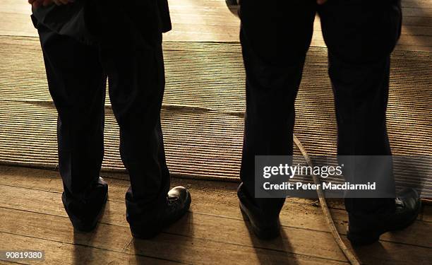 Ark Royal crew members muster on the quarter deck on September 15, 2009 in Portsmouth, England. The Royal Navy's flag ship HMS Ark Royal, which first...