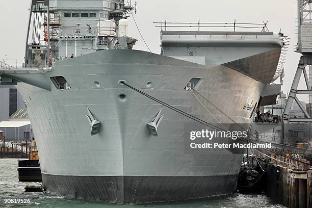 Ark Royal lies at anchor on September 15, 2009 in Portsmouth, England. The Royal Navy's flag ship HMS Ark Royal, which first entered service in 1985,...