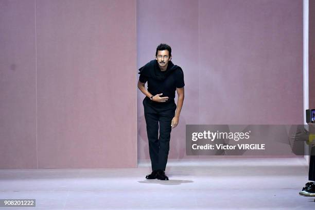 Fashion designer Haider Ackermann walks the runway during the Berluti Plus Menswear Fall/Winter 2018-2019 show as part of Paris Fashion Week on...