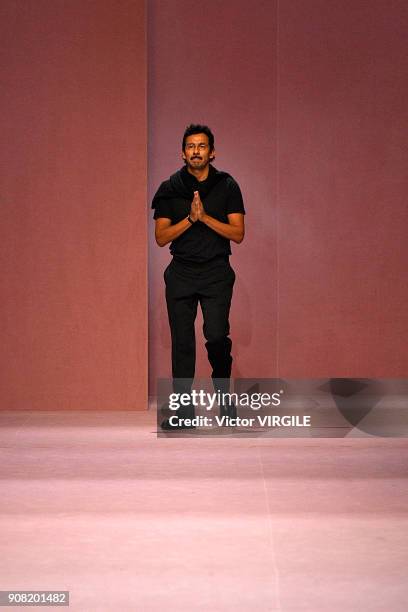 Fashion designer Haider Ackermann walks the runway during the Berluti Plus Menswear Fall/Winter 2018-2019 show as part of Paris Fashion Week on...