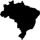 black silhouette country borders map of Brazil on white background of vector illustration