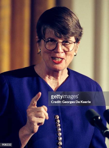 Attorney General Janet Reno during a White House event on mentoring February 3, 1999 in Washington, DC. Mrs. Clinton announced new grants to assist...