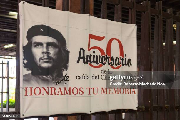 Che Guevara poster honoring the 50th anniversary of his death in Bolivia.