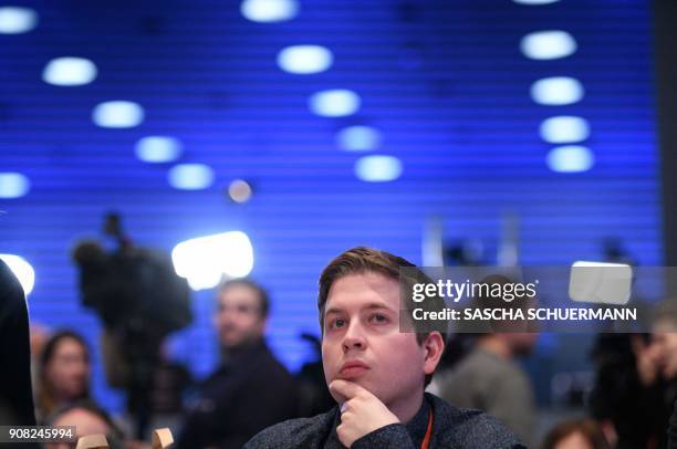 Kevin Kuehnert, leader of Germany's social democratic SPD party's youth organisation "Jusos" and opponent of the "GroKo", as the grand coalition...