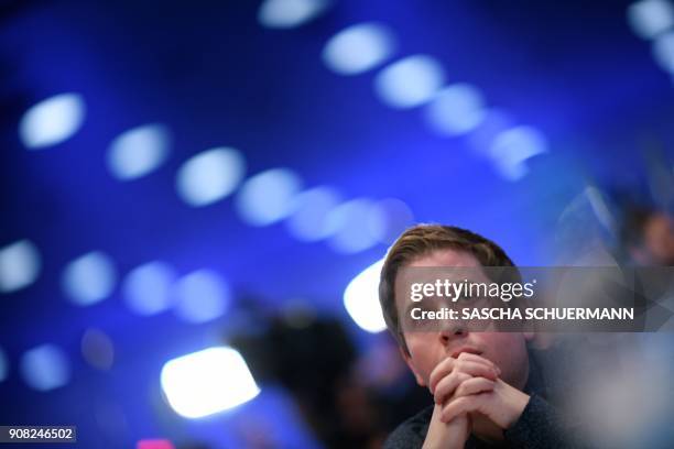 Kevin Kuehnert, leader of Germany's social democratic SPD party's youth organisation "Jusos" and opponent of the "GroKo", as the grand coalition...