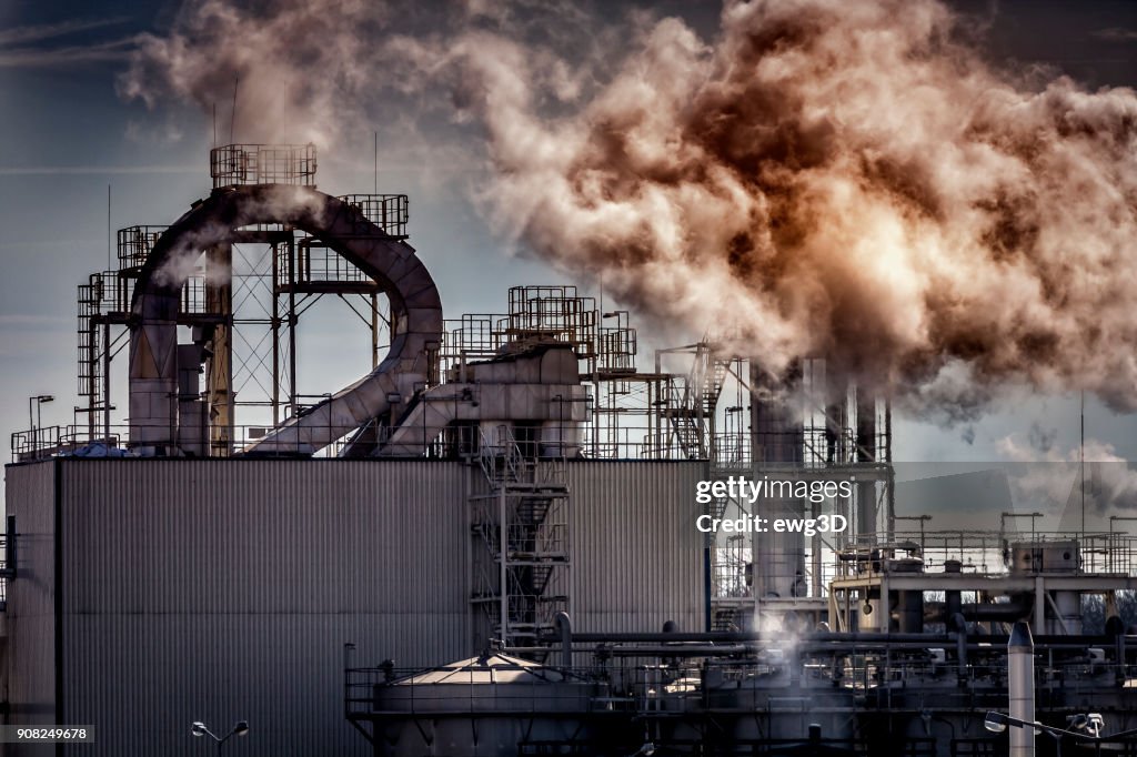 Poisonous fumes rising from the factory