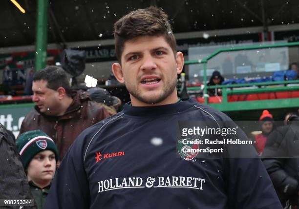 Leicester Tigers' Mike Williams during the European Rugby Champions Cup match between Leicester Tigers and Racing 92 at Welford Road on January 21,...