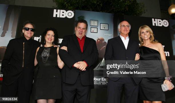 Cast of "Curb your Enthusiasm" Richard Lewis, Susie Essman, Jeff Garlin, Larry David and Cheryl Hines arrive at HBO's "Curb your Enthusiasm" Season 7...