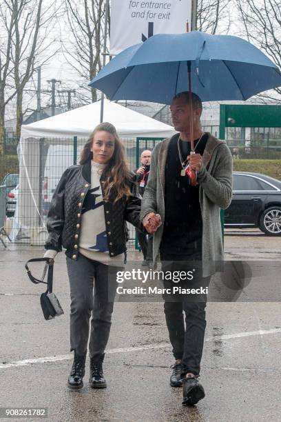 Chloe Green and Jeremy Meeks arrive at 'Parc des Expositions Paris Nord Villepinte' on January 21, 2018 in Paris, France.