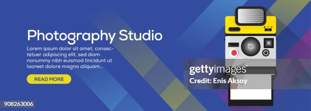 photography studio web banner - reflective surface table stock illustrations