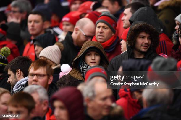 Limerick , Ireland - 21 January 2018; Supporters watch on from the terrace before hearing the European Rugby Champions Cup Pool 4 Round 6 match...