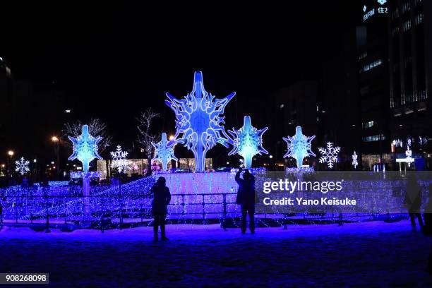 sapporo white illumination - sapporo stock pictures, royalty-free photos & images