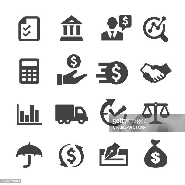 factoring company icons - acme series - qualification round stock illustrations