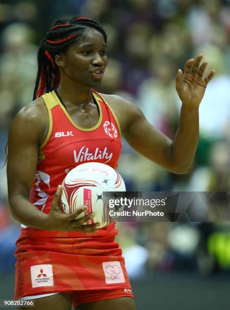 Ama Agbeze of England Roses during Vitality Netball International Series, as part of the Netball Quad Series match between England Roses v New...