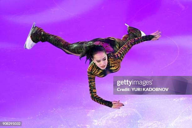 Russia's Alina Zagitova performs during the Gala Exhibition at the ISU European Figure Skating Championships in Moscow on January 21, 2018.