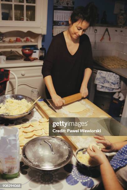 preparing pierogi - pierogi stock pictures, royalty-free photos & images