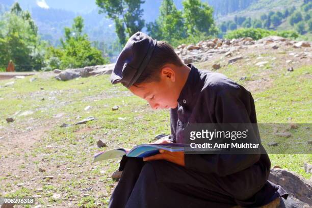 boy studying outdoor - pakistan school stock pictures, royalty-free photos & images