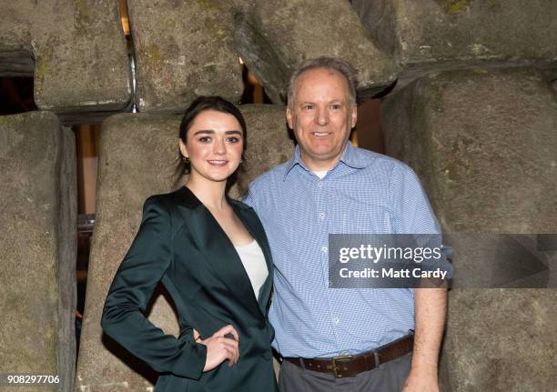 Actor Maisie Williams and director Nick Park attend the Bristol premiere of 'Early Man' at Showcase Cinema de Lux Bristol on January 21, 2018 in...