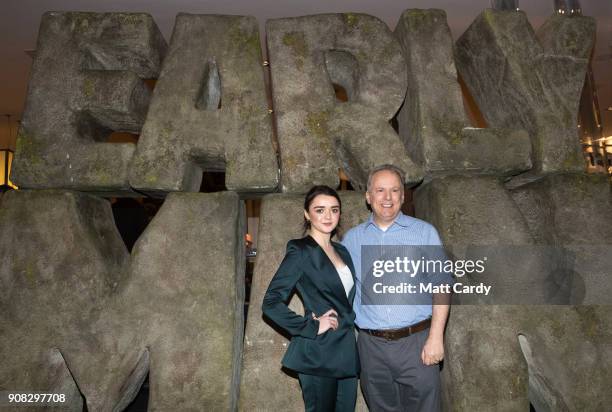 Actor Maisie Williams and director Nick Park attend the Bristol premiere of 'Early Man' at Showcase Cinema de Lux Bristol on January 21, 2018 in...