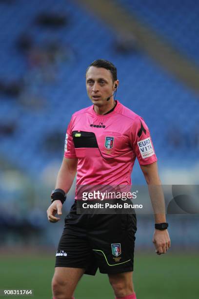 The Referee Rosario Abisso looks on during the Serie A match between SS Lazio and AC Chievo Verona at Stadio Olimpico on January 21, 2018 in Rome,...