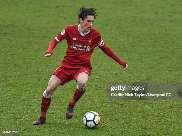 Harry Wilson of Liverpool in action during the Liverpool U23 v Charlton Athletic U23 Premier League Cup game at The Swansway Chester Stadium on...