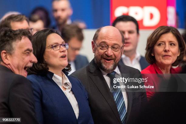Michael Groschek , regional leader of Germany's social democratic SPD party in the western state of North Rhine-Westphalia, Andrea Nahles, head of...