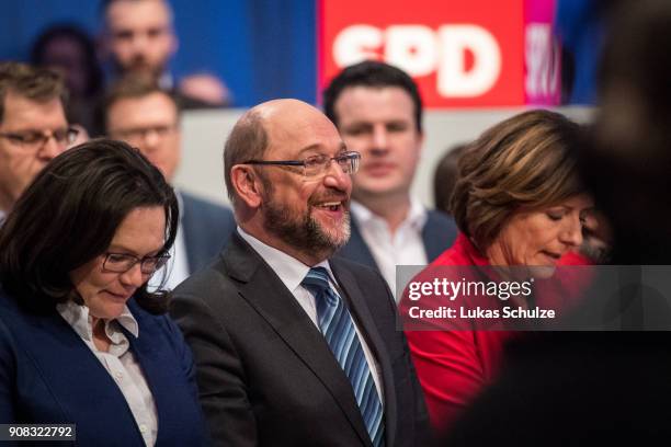 Andrea Nahles , head of the Bundestag faction of the German Social Democrats , Martin Schulz, head of the German Social Democrats , and Malu Dreyer,...