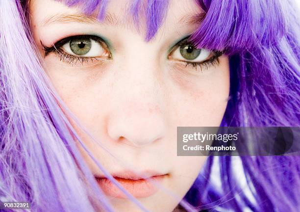 purple hair - renphoto stock pictures, royalty-free photos & images