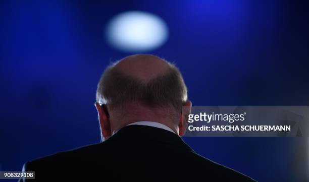 Martin Schulz, leader of Germany's social democratic SPD party, gives an interview at the end of an extraordinary SPD party congress in Bonn, western...