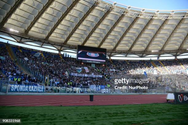 Curva Nord during the Italian Serie A football match between S.S. Lazio and Chievo at the Olympic Stadium in Rome, on january 21, 2018.