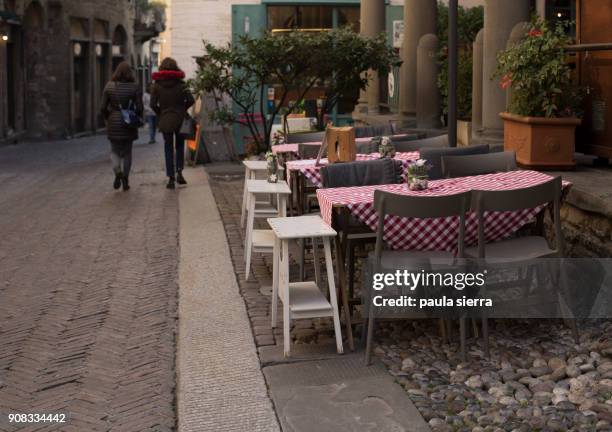 restaurant in bergamo - bergamo stock pictures, royalty-free photos & images