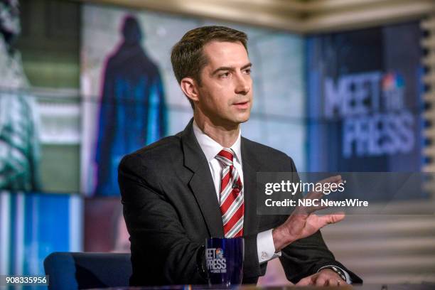 Pictured: Sen. Tom Cotton appears on "Meet the Press" in Washington, D.C., Sunday, Jan. 21, 2018.