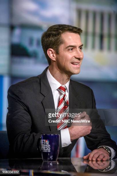 Pictured: Sen. Tom Cotton appears on "Meet the Press" in Washington, D.C., Sunday, Jan. 21, 2018.