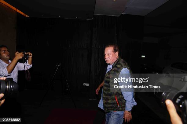Screenwriter Salim Khan during the special screening of film Nirdosh at Lightbox Santa Cruz on January 16, 2018 in Mumbai, India.
