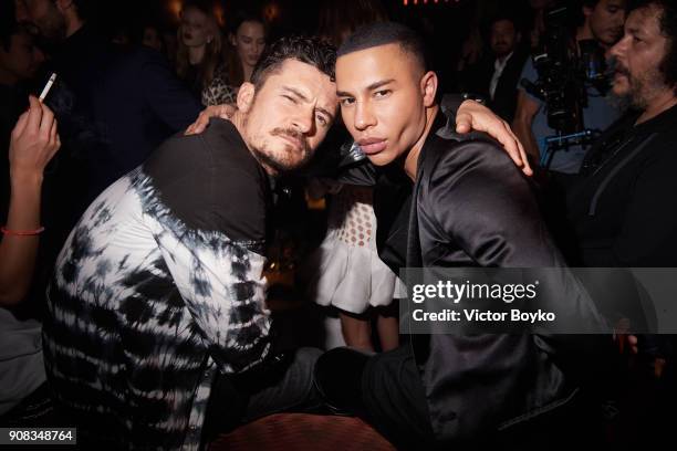 Orlando Bloom and Olivier Rousteing attend the Balmain Homme Menswear Fall/Winter 2018-2019 aftershow as part of Paris Fashion Week on January 20,...