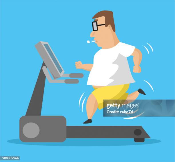 man running on treadmill - sweating gym stock illustrations