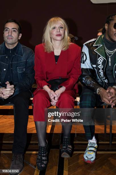 Mohammed Al Turki and Courtney Love attend the Enfants Riches Deprimes Menswear Fall/Winter 2018-2019 show as part of Paris Fashion Week on January...