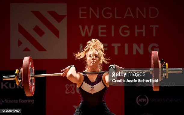 Emily Pursehouse competes Women's 75 kg class English Weightlifting Championships on January 21, 2018 in Milton Keynes, England.