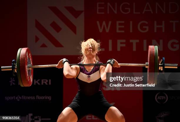 Emily Pursehouse competes Women's 75 kg class English Weightlifting Championships on January 21, 2018 in Milton Keynes, England.