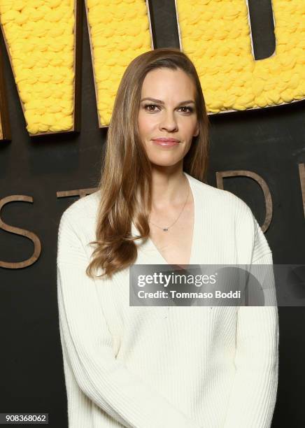 Actor Hilary Swank of 'What They Had' attends The IMDb Studio and The IMDb Show on Location at The Sundance Film Festival on January 21, 2018 in Park...