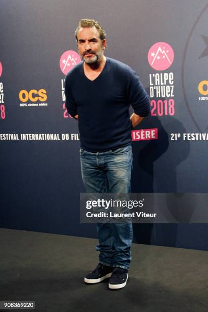 Actor Jean Dujardin attends "Le Retour du Heros" Premiere during the 21st Alpe D'Huez Comedy Film Festival on January 20, 2018 in Alpe d'Huez, France.