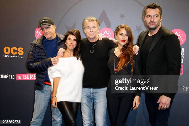 Christophe Lambert, Reem Kherici, Franck Dubosc, Audrey Dana and Arnaud Ducret attend the 21st Alpe D'Huez Comedy Film Festival on January 20, 2018...