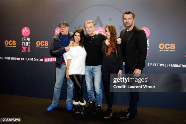 Christophe Lambert, Reem Kherici, Franck Dubosc, Audrey Dana and Arnaud Ducret attend the 21st Alpe D'Huez Comedy Film Festival on January 20, 2018...