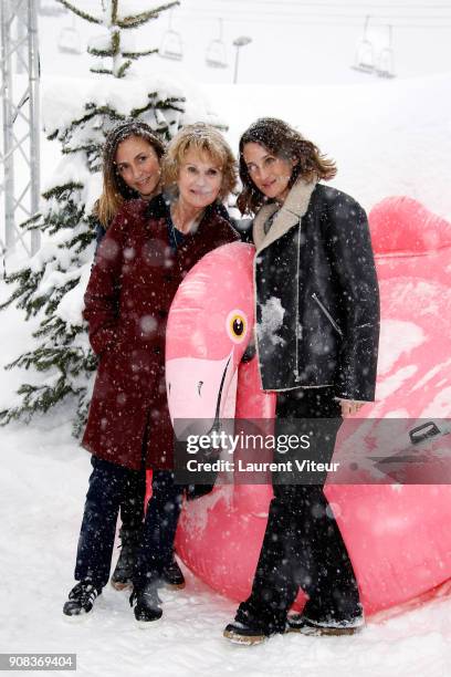 Actresses Camille Chamoux, Miou-Miou and Camille Cottin attend "Larguees" Photocall during the 21st Alpe D'Huez Comedy Film Festival on January 20,...