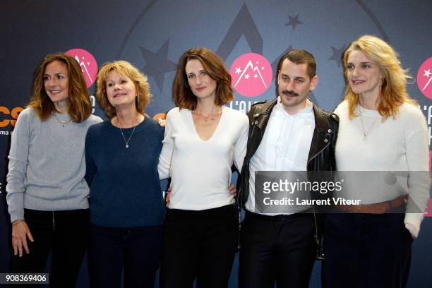 Actresses Camille Chamoux, Miou-Miou, Camille Cottin, Actor Sylvain Quimene aka Gunther Love and Actress Olivia Cote attend "Larguees" Premiere...