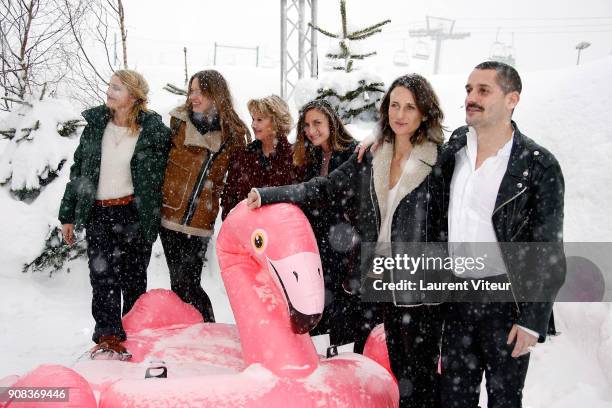 Actress Olivia Cote, Director Eloise Lang, Actresses Camille Chamoux, Miou-Miou, Camille Cottin and Actor Gunther Love attend "Larguees" Photocall...