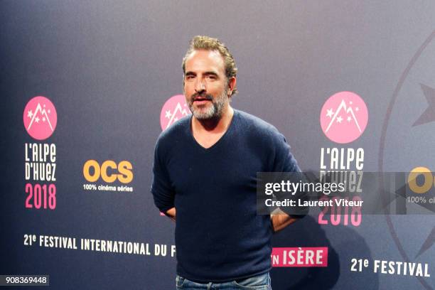 Actor Jean Dujardin attends "Le Retour du Heros" Premiere during the 21st Alpe D'Huez Comedy Film Festival on January 20, 2018 in Alpe d'Huez, France.