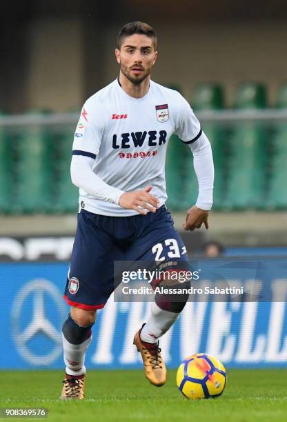 Marco Capuano of FC Crotone in action during the serie A match between Hellas Verona FC and FC Crotone at Stadio Marc'Antonio Bentegodi on January...