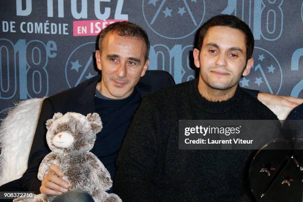 Actors Elie Semoun, Malik Bentalha Receive Special Jury Prize for "Le Doudou" during the 21st Alpe D'Huez Comedy Film Festival on January 20, 2018 in...